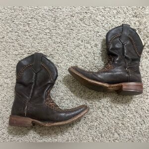 White Diamonds Leather Cowboy Western Boots Kids Size 12 Boys Outdoor Brown Fall
